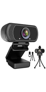 ToLuLu 1080P Webcam with Microphone, HD Webcam Web Camera with Tripod Stand, Widescreen USB Computer Camera, Streaming Mic Web cam for Online Calling/Conferencing,Facetime/YouTube Desktop Laptop PC