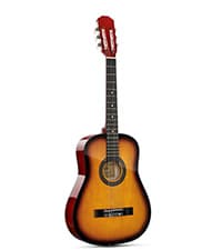 Moukey 36" Acoustic Guitar for Beginners Kids Youth 3/4 Size Dreadnought Travel Guitarra Acustica Kit with Chord Poster, Gig Bag, Tuner, Picks, Nylon Strings, Capo, Strap - Brown