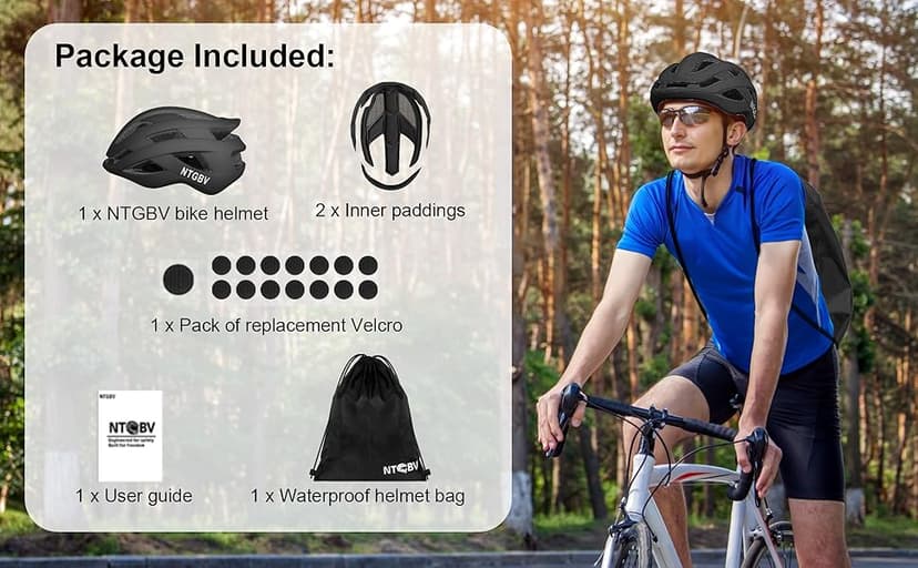 Adult Bike Helmet for Men/Women with Helmet Bag 2 Removable Moisture-Wicking Liners Adjustable Dial Comfort Fit Lightweight Shockproof CPSC 1203 Safety Certified for Road-Ready/Urban-Commute/MTB