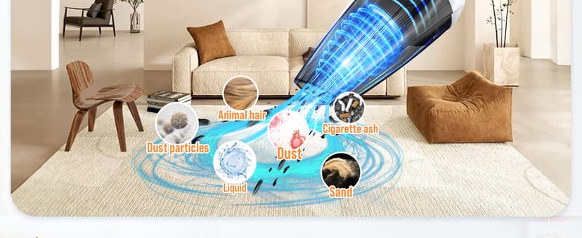 Milunho Powerful Handheld Vacuum Cordless, 9500PA Rechargeable Car Vacuum Portable Cordless, Lightweight & Portable Mini Handheld Vacuum Cleaner with Large-Capacity Battery for Car/Home/Pet