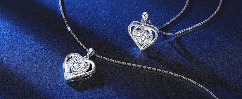 Moissanite Necklace for Women, 1-3 Carat Heart Pendant Necklace, 925 Sterling Silver, Anniversary Present for Wife, Women, Birthday Gifts for Wife, Jewelry Gifts for Christmas, Valentine's Day