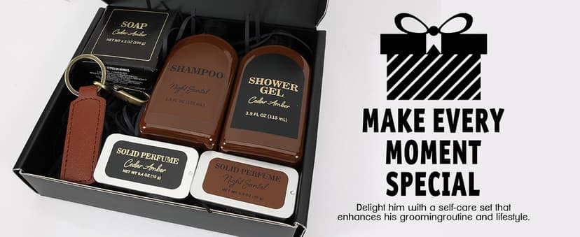 Self Care Bath Set for Man Thank You Gift Basket Regalos para Hombre Anniversary Christmas Fathers Day Gift for Him Gifts for Men 6 Pcs Cedar & Sandal Mens Gift Set, Birthday Gift Set for Men B0DJ7FNJJR