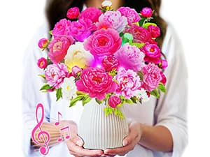 Birthday Cards with MUSIC & LIGHTS, Pop Up Happy Birthday Card, Sunflower & Butterfly, 10 Inch Life Sized Forever Flower Bouquet Gifts for Women Mom Grandma