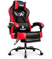 N-GEN GAMING Video Gaming Chair Office Computer Desk Use Ergonomic Reclining Backrest Adjustable Armrests Lumbar Support Footrest High Density Foam Breathable Fabric Heavy Duty Base (Purple)