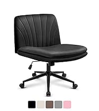 NEO CHAIR Desk Office Gaming Computer Chair Ergonomic Executive Mid-Back Leather with Adjustable Padded Flip-Up Armrests Cushion Wheels Swivel for Home Study Task (Black White)