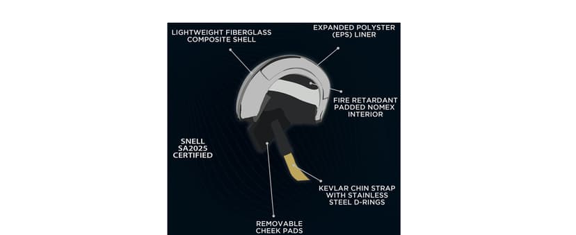 Conquer Snell SA2025 Approved Open Face Auto Racing Race Car Helmet - Adult | Men | Women | Youth - ( Black / White / Silver )