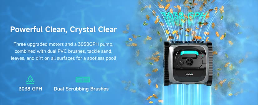 (2025 Upgrade) WYBOT C1 Pool Robot Vacuum for Inground Pools, 4-in-1 Cordless Robotic Pool Cleaner Lasts 150min, Triple-Motor up to 1,614 Sq.ft, Smart APP Support, Auto Wall & Waterline Cleaning