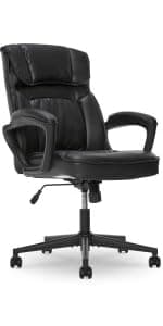Serta Fairbanks Big and Tall Executive Office Chair - Ergonomic High Back Computer Desk Chair with Lumbar Support, Memory Foam Seat Cushion, Padded Armrests, Bonded Leather, 350 lb Capacity - Black
