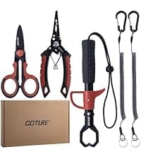 Goture Fillet Knife Fishing Kit,Bait Knife and Filet Knives with Sheath,Sharpening Rod,Fish Lip Gripper,Fishing Pliers,Cutting Board,Gloves,Stainless Steel Soap,Portable Storage Bag,Gifts for Men