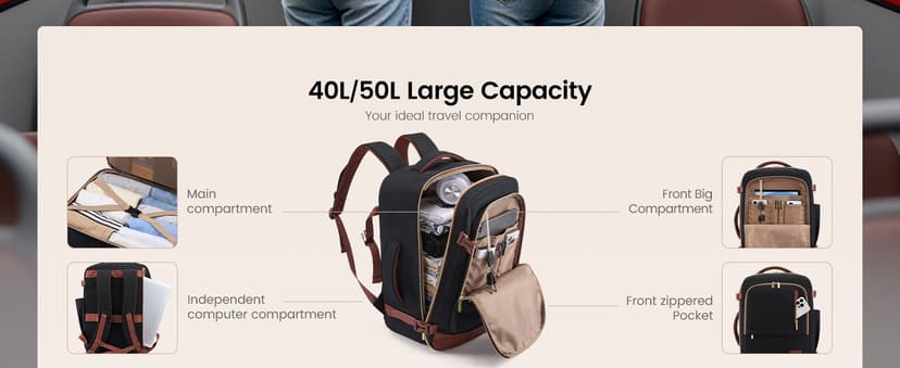 LOVEVOOK 40L Travel Backpack for Women Men with Garment Bag, Airline Approved Carry on Luggage Travel Essentials with 3 Packing Cubes, TSA Overnight Bags Weekender Essentials Backpacks fits 17" Laptop