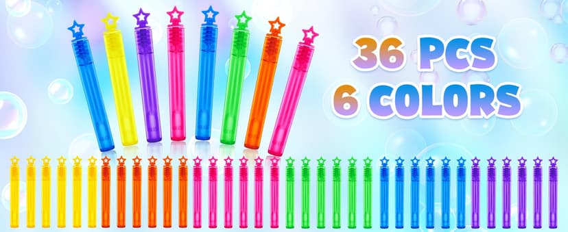 36 Pieces Mini Bubble Wands,Bubble Party Favors Assortment Toys for Kids,Themed Birthday, Halloween, Goodie Bags, Carnival Prizes, Wedding, Bubble Maker Toys for Kids,Outdoor Gifts for Girls & Boys