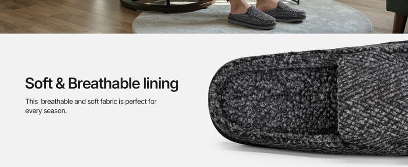 ATHMILE Mens Moccasins House Slippers Slip-on House Shoes with Warm Furry Faux Fur Cotton-Blend High-Density Memory Foam Non-Slip Sole for Indoor Outdoor