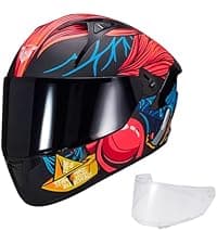 VCOROS Full Face Dual Visor Motorcycle Helmet for Adults Motorbike Street Bike Racing Helmets X9 DOT Approved with Black Visor