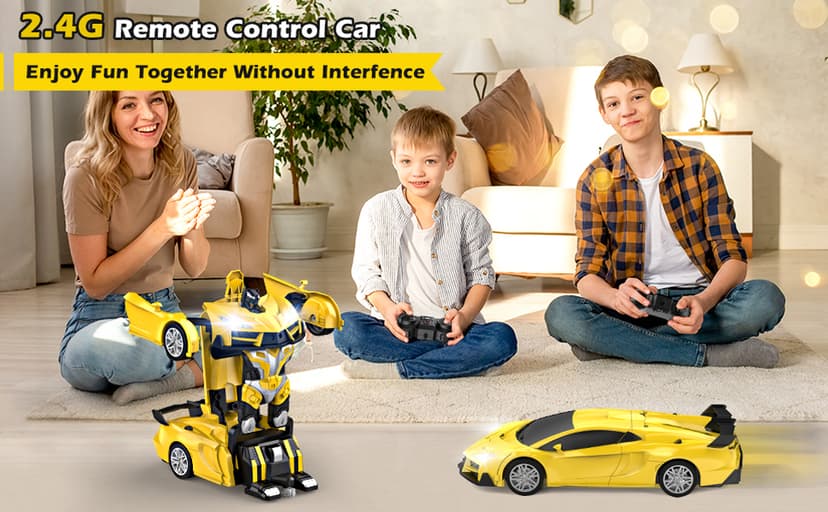 Transform Remote Control Car, RC Cars for Boys Age 3-5 6-8, One-Button Transform Toy Cars, 2.4GHz, 360° Spin, 1:16 Scale, Flashing Headlight,3-8 Year Old Grandkids Christmas Birthday Gifts