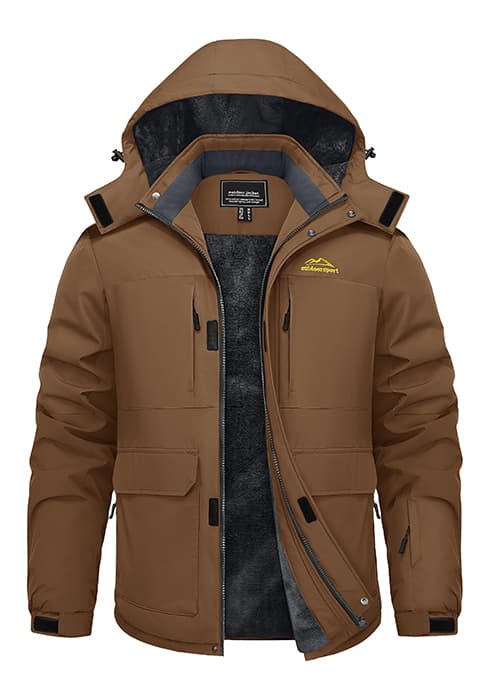 TACVASEN Men's Winter Ski Jacket Waterproof Snow Coats Snowboard Fleece Lining Jacket Warm Parka with Hooded
