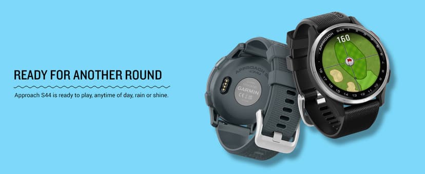 Garmin Approach® S44, Essential Golf GPS Smartwatch, AMOLED Display, On-Course Features, Silver Aluminum Bezel with Black Silicone Band