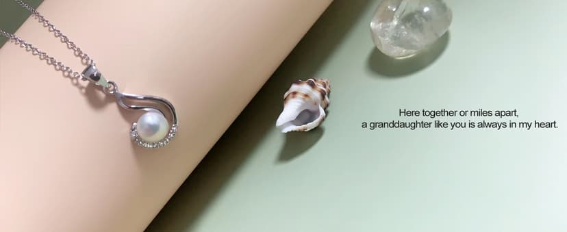 YEETONDA Granddaughter Necklace - Granddaughter Gifts from Grandma, Graduation Gifts for Her, Birthday Christmas Confirmation Wedding Keepsake Jewelry gifts for Granddaughter Teen Girls, Sterling Silver Freshwater Pearl Necklace