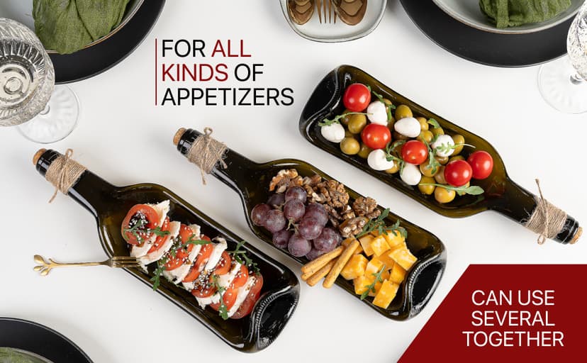 Melted Wine Bottle Serving Boards; Decorative Rectangle Serving Trays for Home Decor; Small Cheese Platter Serving Board; Unique Cheese and Cracker Tray for Dinner Party