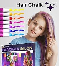 Desire Deluxe Hair Chalk for Girls Makeup Kit of 10 Temporary Colour Pens Gifts, Great Toy for Kids Age 5 6 7 8 9 10 11 12 13 Years Old, "Blue,Green,Grey,Pink,Purple
