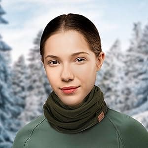 ACUSHLA 100% Merino Wool Neck Gaiter for Men & Women Ski Face Mask Winter Scarf Neck Warmer All Weather, Midweight Maple Leaf