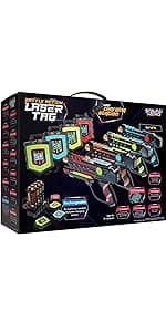 Squad Hero Rechargeable Laser Tag 360° Sensors + LCDs - Set of 4 - Easter Gift Ideas for Kids Teens and Adults Boys & Girls Family Fun - Cool Teenage Lazer Group Activity, Teen Gifts Ages 8+ Year Old