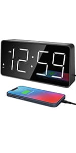 Peakeep Night Light Digital Alarm Clock Battery Operated with Indoor Temperature, Desk Small Clock (White)