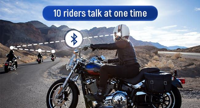 LEXIN B4FM Motorcycle Bluetooth Headset, 10 Riders Helmet Bluetooth Intercom, Universal IP67 Communication Systems with Music Sharing, Noise Cancellation, FM Radio, Fit for Snowmobile, 1 Pack