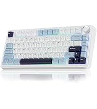 AULA F75 75% Wireless Mechanical Keyboard, Hot Swappable Creamy Keyboard, Pre-lubed Reaper Switches, 2.4GHz/Type-C/BT5.0, RGB Backlit Gaming Keyboards(White & Blue)