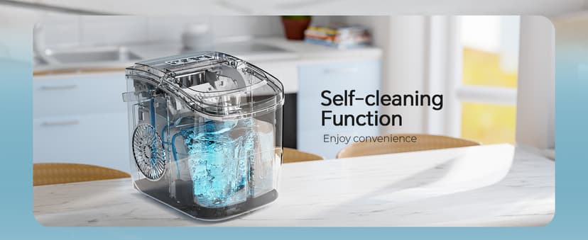 Kismile Ice Maker Countertop with 8 Bullet Ice in 6 Mins, Compact Countertop Design, Portable and Simple One-Touch Operation Efficient for Home/Office Use(Grey)
