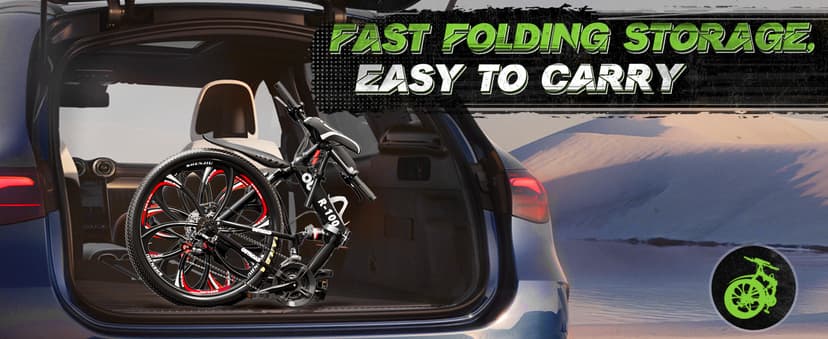 Outroad 26 Inch Folding Mountain Bike, 21 Speed Full Suspension High-Carbon Steel MTB Foldable Bicycle, Dual Disc Brake Non-Slip Folding Bikes for Adults/Men/Women, Black, Orange and Green