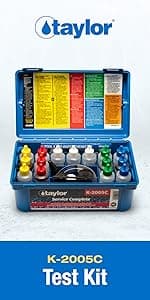 Taylor K2005 High Range Swimming Pool Total and Free Chlorine Bromine Alkalinity Calcium Hardness Base and Acid Demand pH DP Test Kit