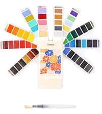 High Pigment Paints, Blendable Colors, Portable Travel Case, Painting, Sketching, Illustration, Beginner And Hobby Artists Grabie 50 Color Watercolor Paint Set with Brush Pens B0BJPQ3TKS