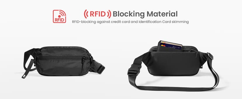 tomtoc tomtoc 1.5L Sling Bag with RFID Blocking, Crossbody Bag Minimalist Chest Shoulder Pack for Men and Women, Water-resistant Lightweight Casual Waist Fanny Pack for Travel, Daily Use