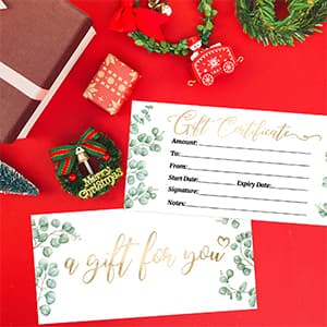 Ceiba Tree Blank Gift Certificates for Business 30 Pack Gold Foil Certificate Cards with Envelopes for Salon Restaurants Spa Birthday