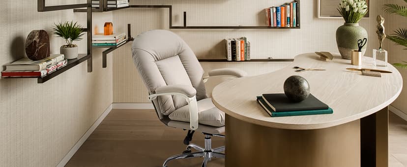 EMIAH Ergonomic Office Chair with Foot Rest Criss Cross Chair with Wheels Reclining Executive Office Chair Mid Back PU Leather Swivel Computer Chairs Lumbar Support for Home Office (Beige)