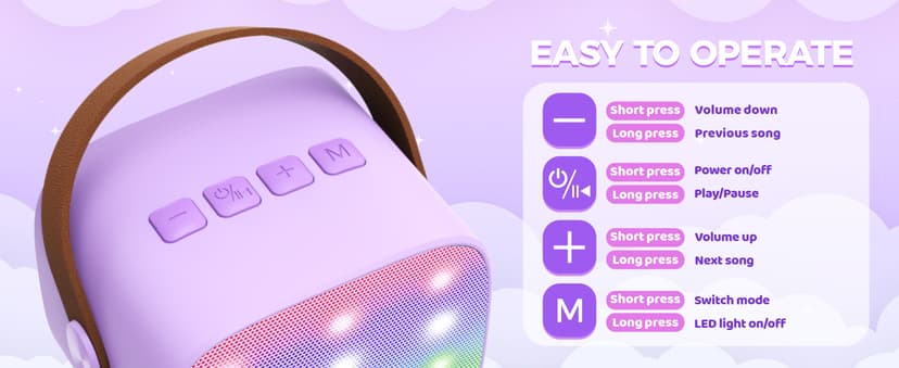Mini Karaoke Machine with 2 Wireless Microphones, TOP Kids Gifts for Girls Ages 3, 4, 5, 6, 7, 8, 9, 10, 11, 12 +Years Old, 4-12th Christmas Birthday Toy Gift for Girls Boys Party (Purple)