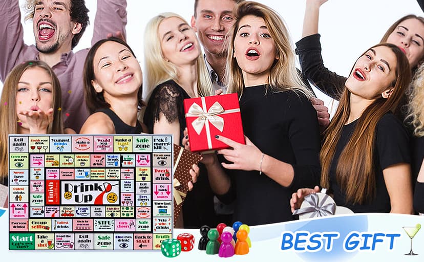 Fofeadm Drinking Board Games for Adults, Rubber Mat Drinking Board Game, Funny Party Interactive Drinking Games for Game Night, Birthday, Family Play or Any Occasion, Age 21+, 2-8 Players