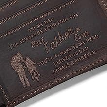 Personalized Engraved Leather Wallet for Dad Son Husband Boyfriend - Perfect for Christmas Anniversary Birthday Fathers Day Valentines Graduation Wedding - Custom Love Message Bifold Wallets for Men