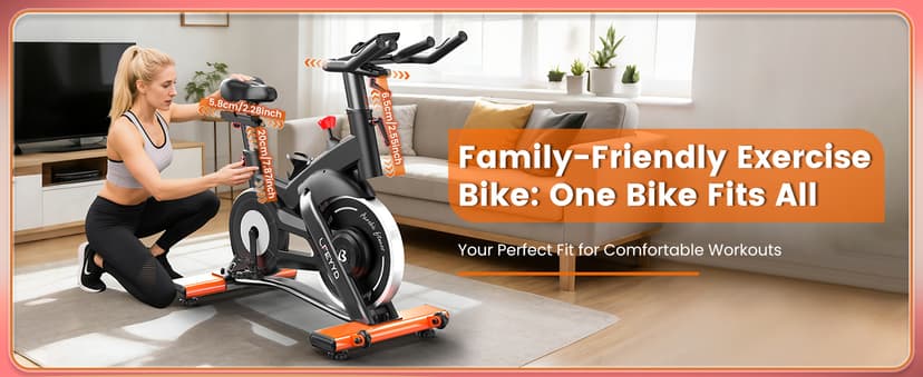 Exercise Bike for Home, Quiet Adjustable Magnetic Stationary Bike for Home Cardio with App Compatible, Spin Bike with 400 lbs Capacity, Spinning Bike with Heart Rate Monitor,Comfort Seat/Alloy Pedals/LCD Monitor