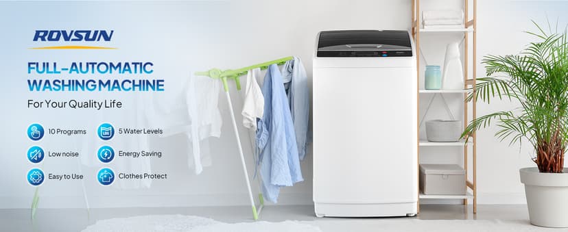 ROVSUN 25LBS Full Automatic Washing Machine and 2.6CuFt Portable Clothes Dryer Set, Electric Laundry Washer and Dryer Combo Set with Stainless Steel Inner Tub, for Apartment, Dorms, Home
