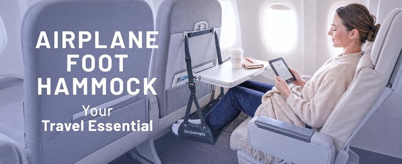 BASIC CONCEPTS Airplane Foot Hammock for Plane Travel Essentials - Airplane Travel Essentials, Long Flight Foot Rest - Plane Gadgets B07SK6ZFLM
