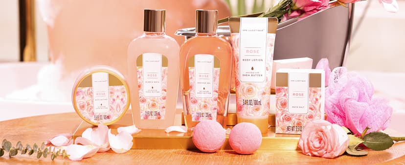 spa luxetique Gift Set For Women, Bath Sets for Women Gift, 8 Pcs Rose Spa Basket Includes Bubble Bath, Shower Gel, Body Lotion, Birthday Spa Gifts, Mother‘s Day Gifts for Mom, Christmas Gifts for Her