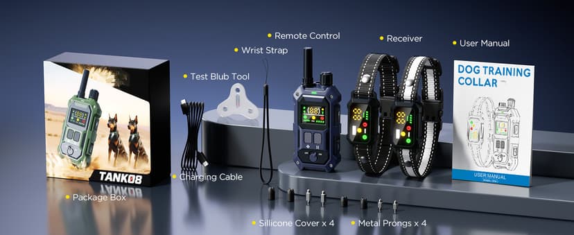 BLACKDOG Military Dog Shock Collar 2 Dogs (5-150lbs) - 4200ft Dog Training Collar with Remote, 4 Training Modes, Flashlight&Strobe, 90-Day Battery, IP67 Waterproof Dog E Collar for All Breeds (Blue)