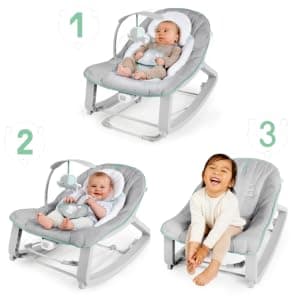 Ingenuity Keep Cozy 3-in-1 Grow with Me Vibrating Baby Bouncer, Seat & Infant to Toddler Rocker, Vibrations & -Toy Bar, 0-30 Months Up to 40 lbs (Weaver)