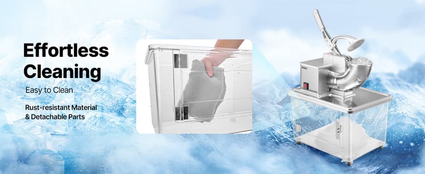VEVOR Commercial Ice Crusher 661LBS/H, 350W Electric Snow Cone Machine with 4 Blades, 2000RPM Stainless Steel Shaved Ice Machine with 11 Gal Crushed-Ice Box, for Family Restaurants Bars, Silver