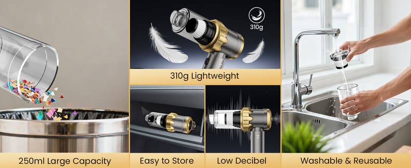 Car Vacuum Portable Cordless - Handheld Vacuum Cleaner with 16000PA Strong Suction, 7-in-1 Air Duster/Blower, Rechargeable Mini Vacuum with Long Battery, Multi-Nozzles for Car,Home, Office, Pet