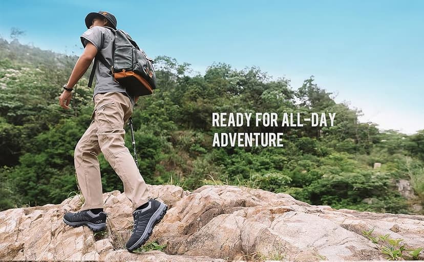 OL OUTJET LEGEND Men's Waterproof Hiking Shoes Leather Comfortable Lightweight Anti-Slip Outdoor Walking Work Sneakers