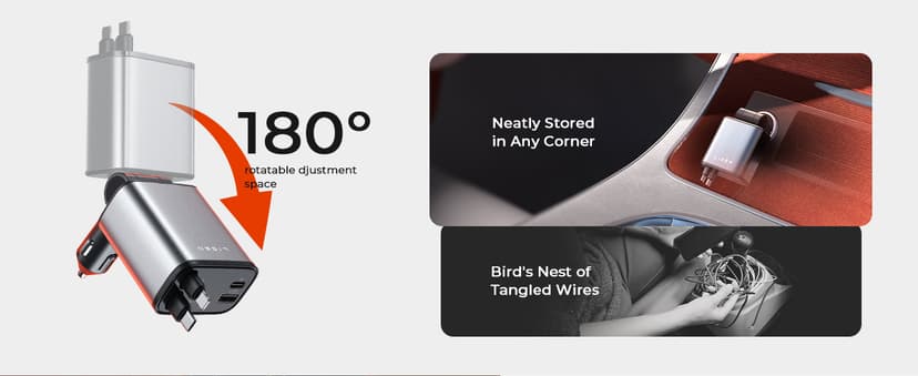 LISEN Retractable Car Charger, 69W USB C Car Accessories Adapter for iPhone 17 USB C Charger Fast Charging, Gifts for Women Men, Travel Essentials, for iPhone 17 Pro Max Air 16 15 14 13 12 Samsung S25