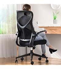 Sweetcrispy Small Office Desk Chair, Ergonomic Low-Back Mesh Rolling Work Swivel Chairs with Wheels, Armless Comfortable Seat Lumbar Support for Home, Bedroom, Study, Student, Adults,Classic Black