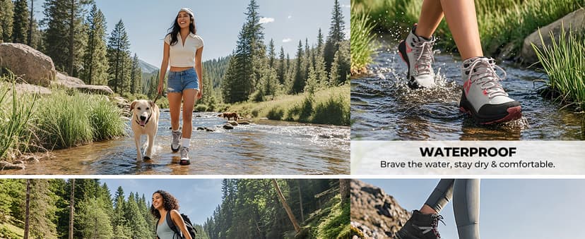 NORTIV 8 Women's Hiking Boots Waterproof Lightweight Outdoor Trekking Comfortable Non-Slip Backpacking Camping Ankle Boot Hollow